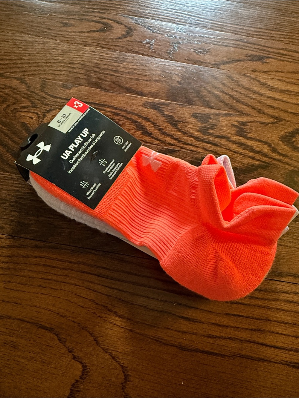 Under Armour No-Show Athletic Socks - Neon Coral Orange